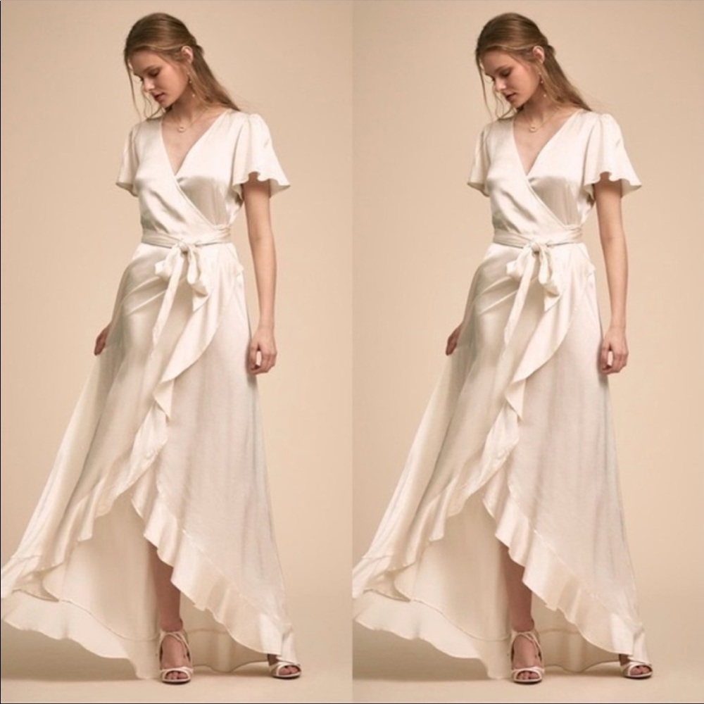 Bhldn Ghost London Phoebe Wrap Dress | Ivory, Size XL